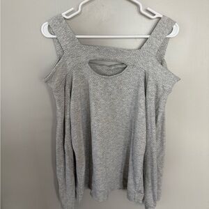 Daytrip Textured Gray Blouse with Cutout